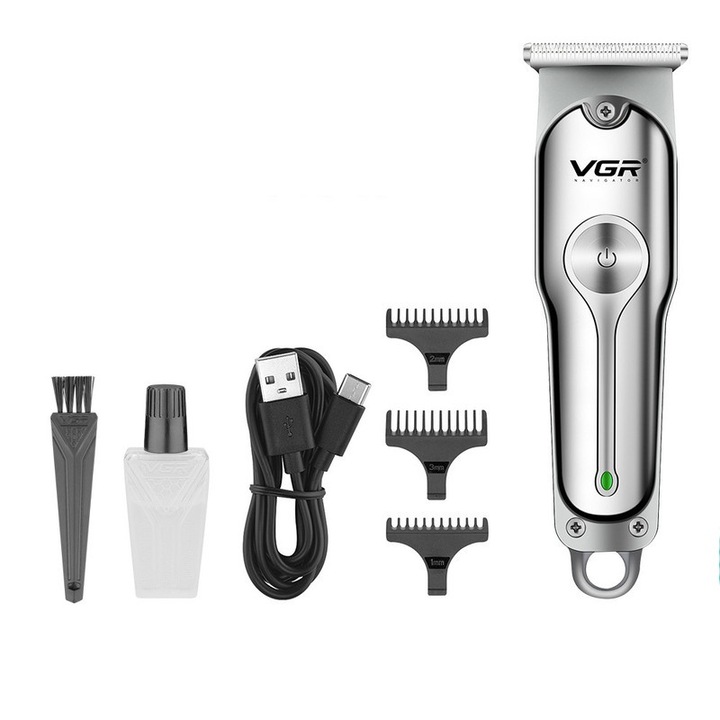 Aparat de tuns electric, VGR, inoxidabil, incarcare USB, 14x3.5cm, timp de utilizare 2h