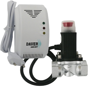 Sistem detectie gaz cu un senzor cu alimentare la 220V/50Hz si o electrovalva de gaz de 3/4"cu comanda la 12V, Daver