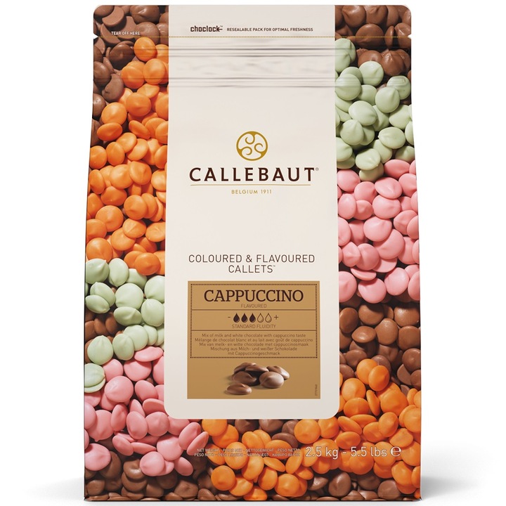 Ciocolata cu Lapte si Ciocolata Alba, cu Cappuccino 30.8% cacao 2.5kg, Callebaut