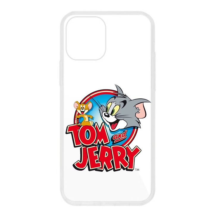 Husa compatibila cu Apple iPhone 12 Pro Max Silicon Transparenta Model Tom And Jerry Logo