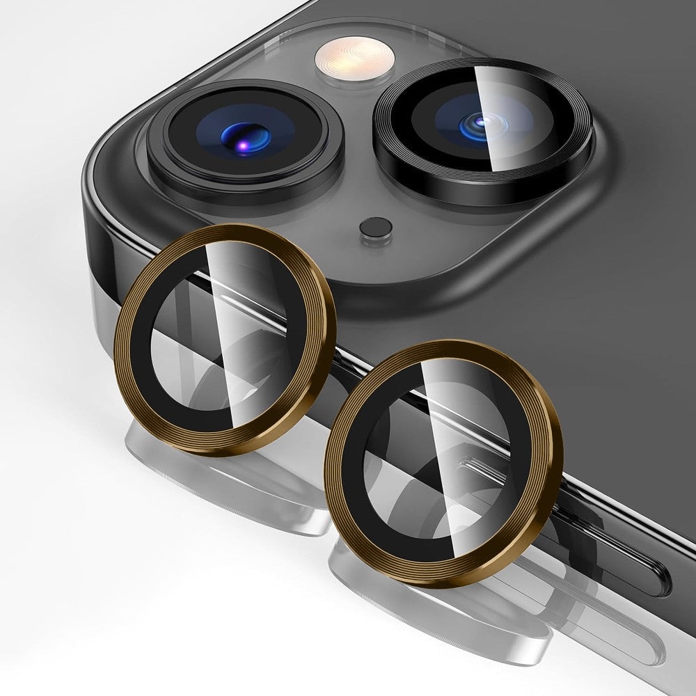 Folie Protectie Lentile Camera compatibila cu iPhone 13 / iPhone 13 Mini, CASEY STUDIOS™ MaxDefense+, Ultra HD, Protectie Profesionala Camere 3D, Anti Amprente, Anti Zgarieturi, Anti Socuri, Galben
