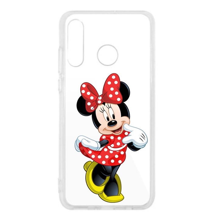 Капак, съвместим с Huawei P30 Lite Silicon Transparent Model Mickey Mouse Minnie Dress