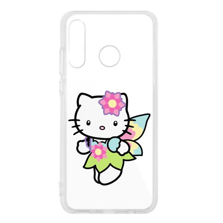 Husa compatibila cu Huawei P30 Lite Silicon Transparenta Model Hello Kitty