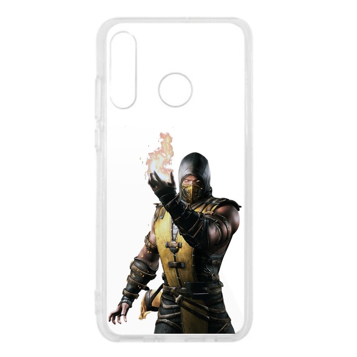 Капак, съвместим с Huawei P30 Lite Silicon Transparent Model Mortal Kombat Scorpion