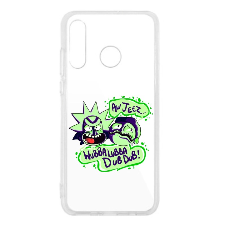 Капак, съвместим с Huawei P30 Lite Silicone Transparent Model Rick And Morty DubDub