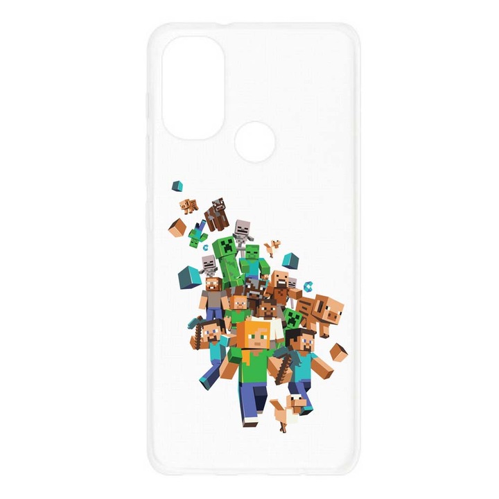 Husa compatibila cu Motorola Moto G60S Silicon Transparenta Model Minecraft Characters