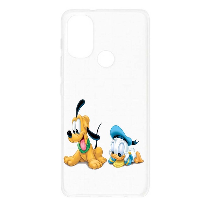 Husa compatibila cu Motorola Moto E20 Silicon Transparenta Model Mickey Mouse Pluto And Donald Duck