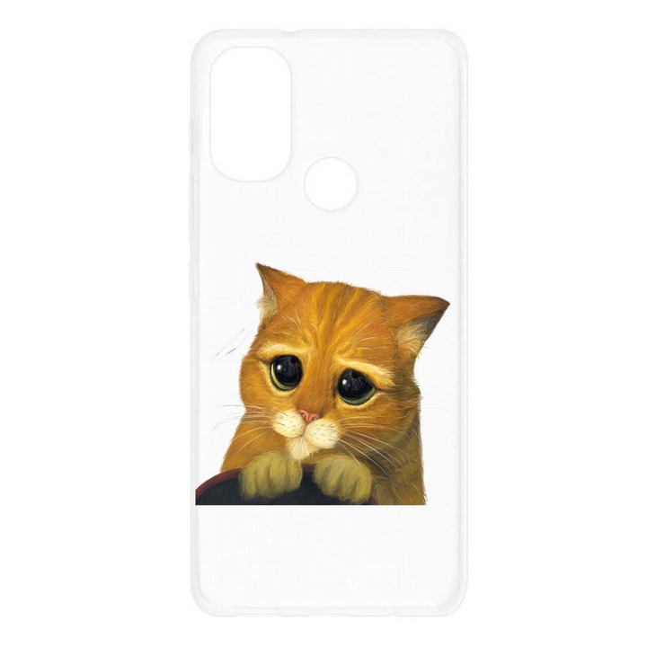 Husa compatibila cu Motorola Moto E20 Silicon Transparenta Model Puss In Boots