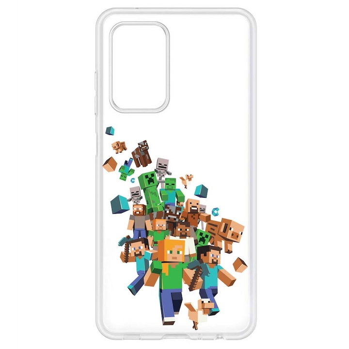 Husa compatibila cu Oppo Reno6 Pro 5G Silicon Transparenta Model Minecraft Characters