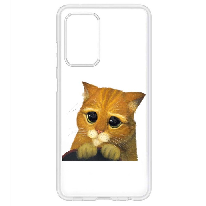 Husa compatibila cu Samsung Galaxy A72 si A72 5G Silicon Transparenta Model Puss In Boots