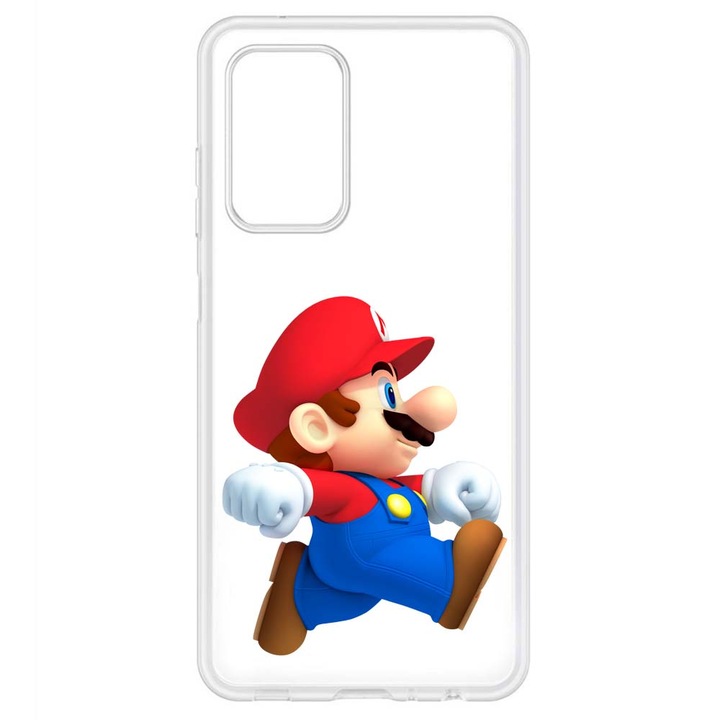 Калъф, съвместим с Samsung Galaxy A53 5G Силиконов прозрачен модел Super Mario