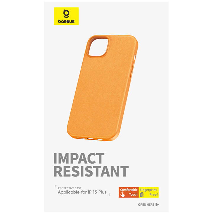 Phone Case for iPhone 15 Plus Baseus Fauxther Series (Orange)