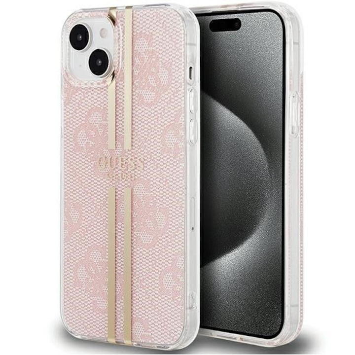 Eredeti tok GUESS GUHCP15MH4PSEGP iPhone 15 Plus (4G arany Stripe / rózsaszín)