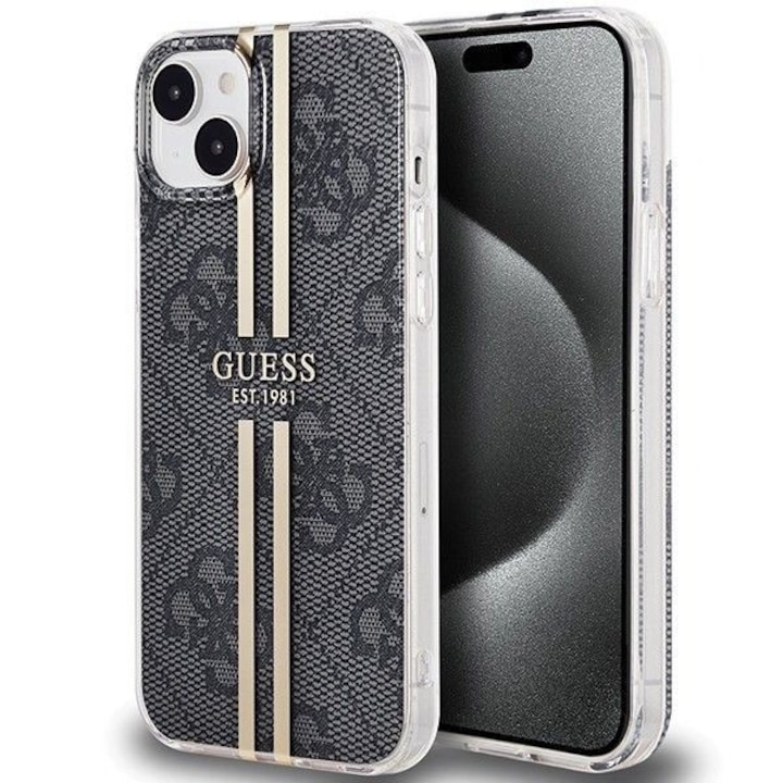 Eredeti tok GUESS GUHCP15MH4PSEGK iPhone 15 Plus (4G arany Stripe / fekete)