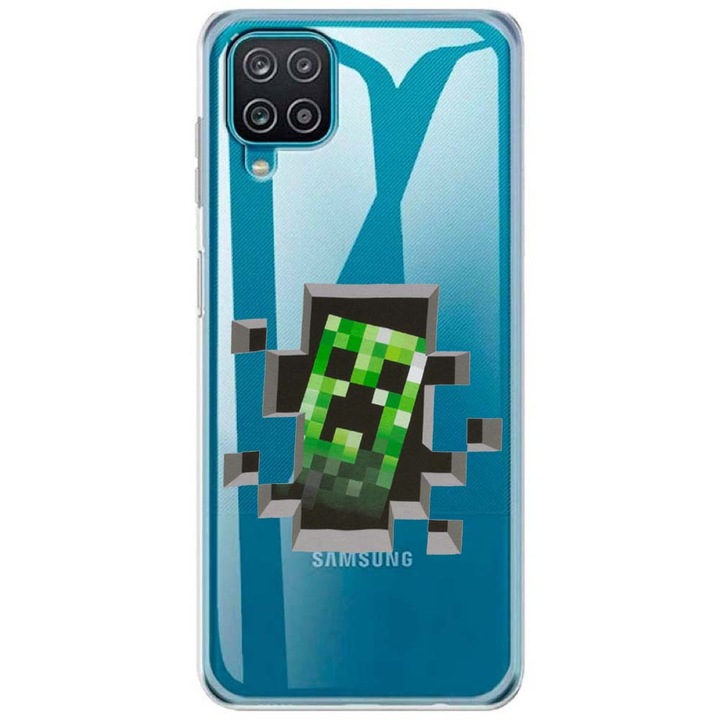 Husa compatibila cu Samsung Galaxy A42 5G Silicon Transparenta Model Minecraft Creeper