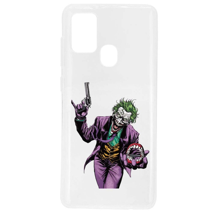 Husa compatibila cu Samsung Galaxy A21s Silicon Transparenta Model Joker Gun