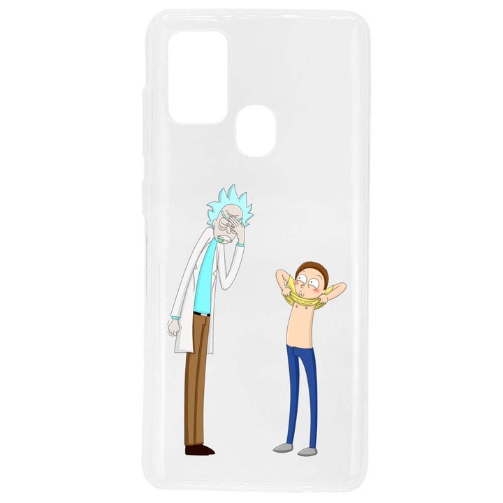 Husa compatibila cu Samsung Galaxy A21s Silicon Transparenta Model Rick And Morty Fun