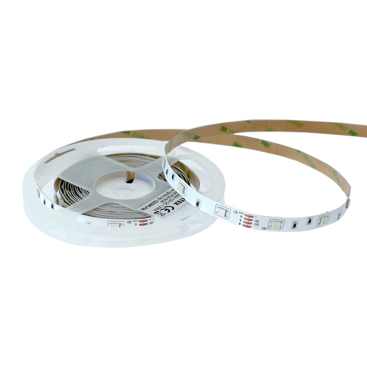LED лента Lightex, RGB, 5050, 30бр/м, 12V, DC, 7.2W, 10lm/W, IP20, 10мм, 5 метра