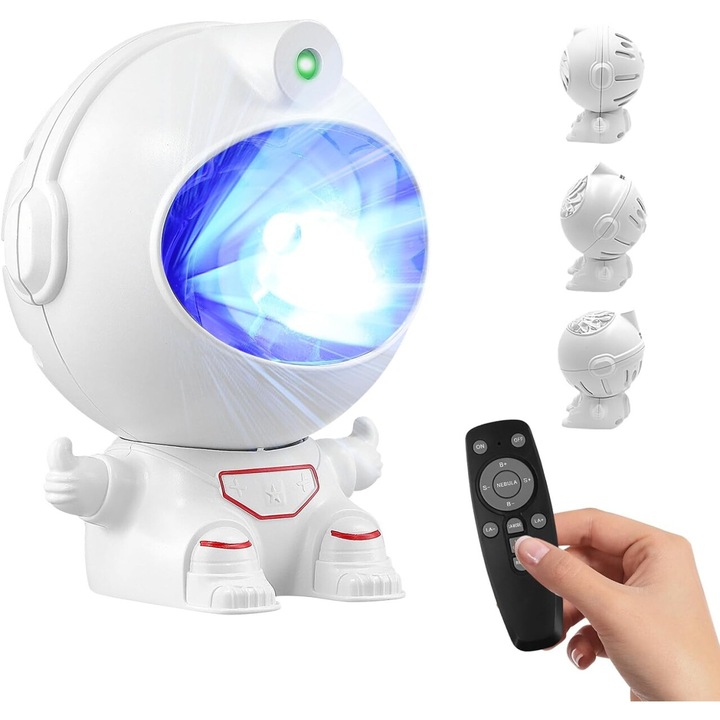 Proiector LED si laser astronaut cu proiectie pe tavan de cer instelat si galaxii cu 12 efecte de culoare
