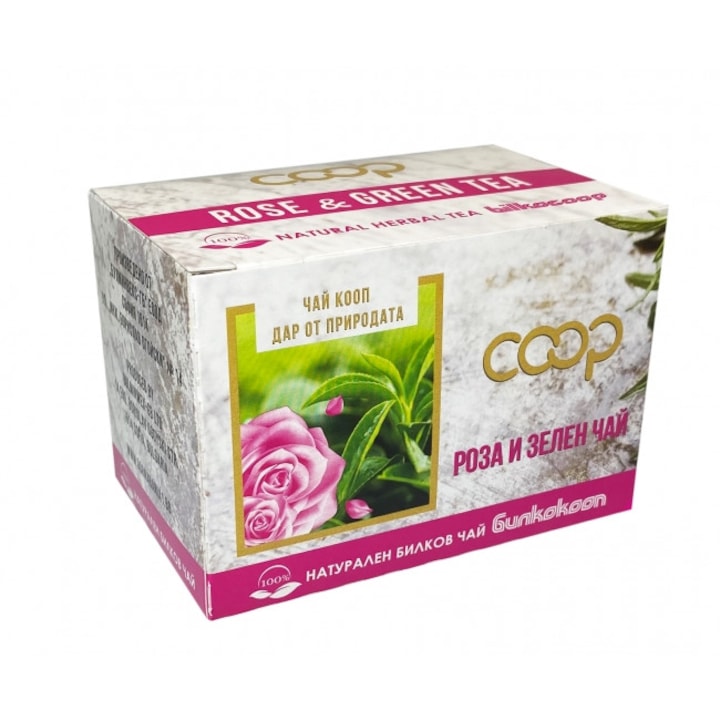 Натурален билков чай Coop, Роза и зелен чай