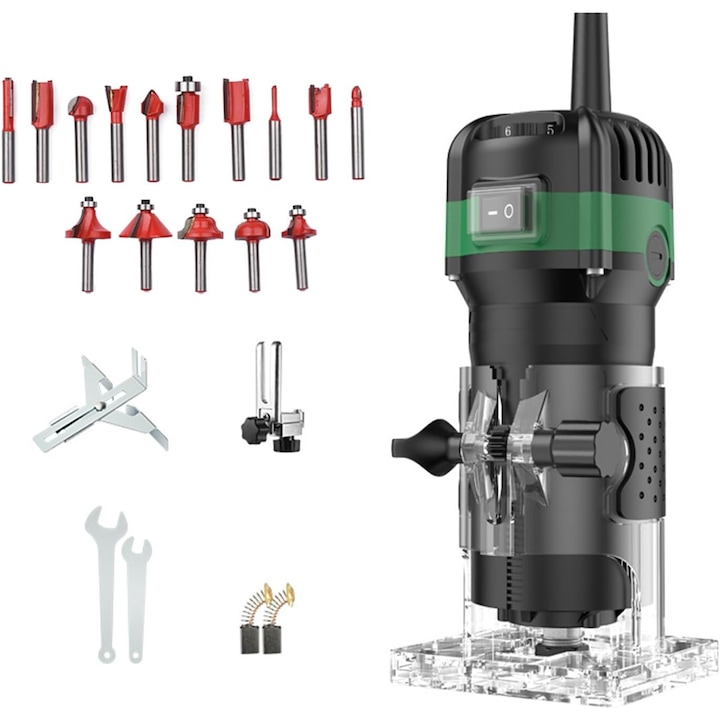 Фреза Latauar 800W, 30000 оборота/минути, 15 фрезови глави, 6 скорости, черна