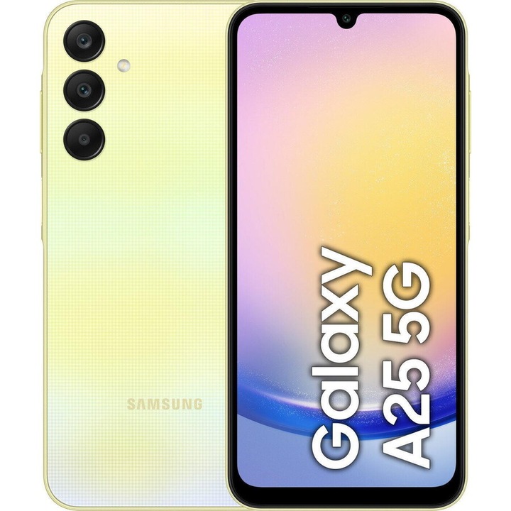 Telefon Mobil Samsung Galaxy A25 5G, Dual SIM, 128GB, 8GB RAM, 5G, Galben
