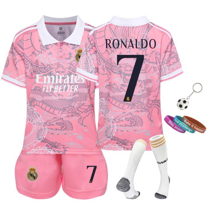 Gyermek sportfelszerelés Real No. 7 Ronaldo MzcrJosv ®, 3 karkötő, Kulcstartó, Rózsaszín, Rózsaszín