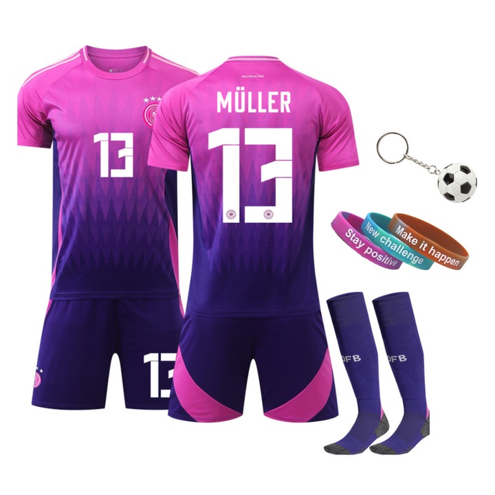 Детска спортна екипировка European Cup Germany Muller Nr.13, MzcrJosv ®, 150-160 CM, 3 гривни, Ключодържател, Полиестер, Лилаво
