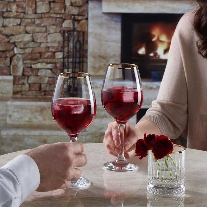 Комплект от 8 чаши Pasabahce Amber, 4 чаши червено вино 460 мл, 4 чаши вода 570 мл