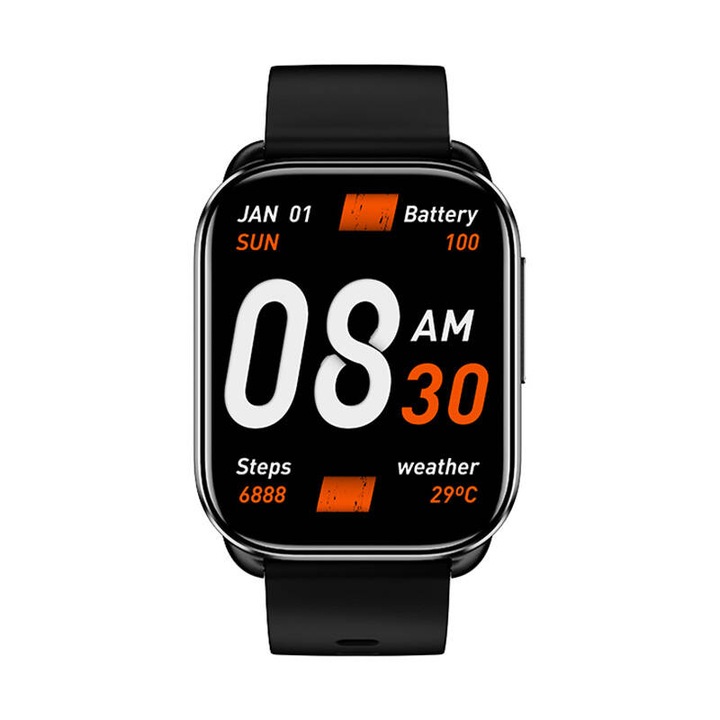 Смарт часовник QCY Watch GS, TFT HD дисплей, Унисекс, Черен