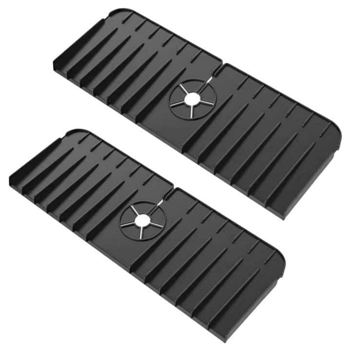 Set 2 Protectie anti-stropire chiuveta, enkourakoko®, Silicon, suprafata anti-alunecare, 37x14x1.5cm, Negru