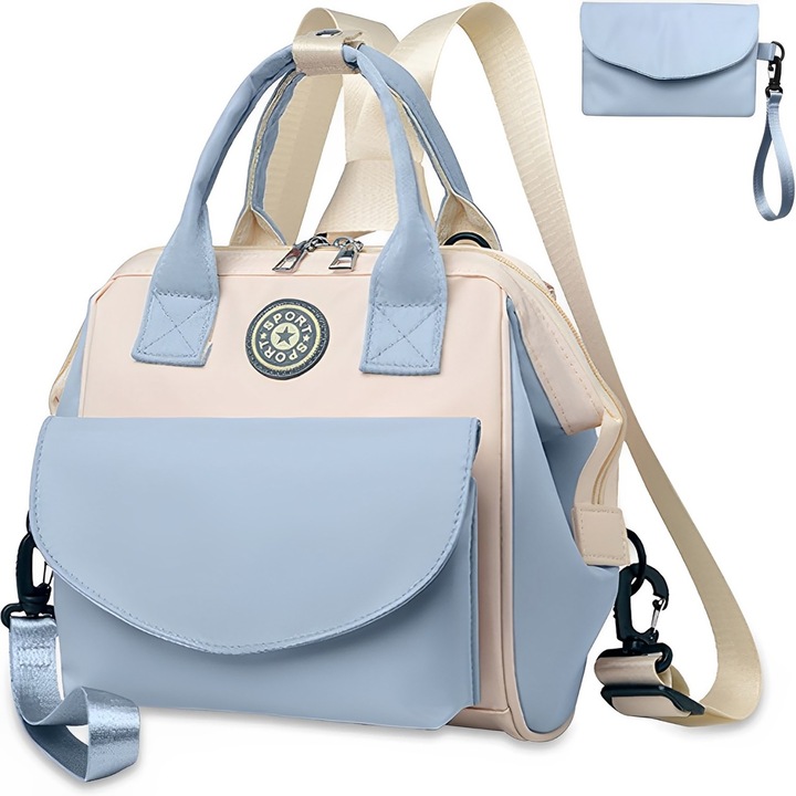 Babatáska, BYONDSELF®, levehető független, 6 zsebes, 22×14×23 cm, kék