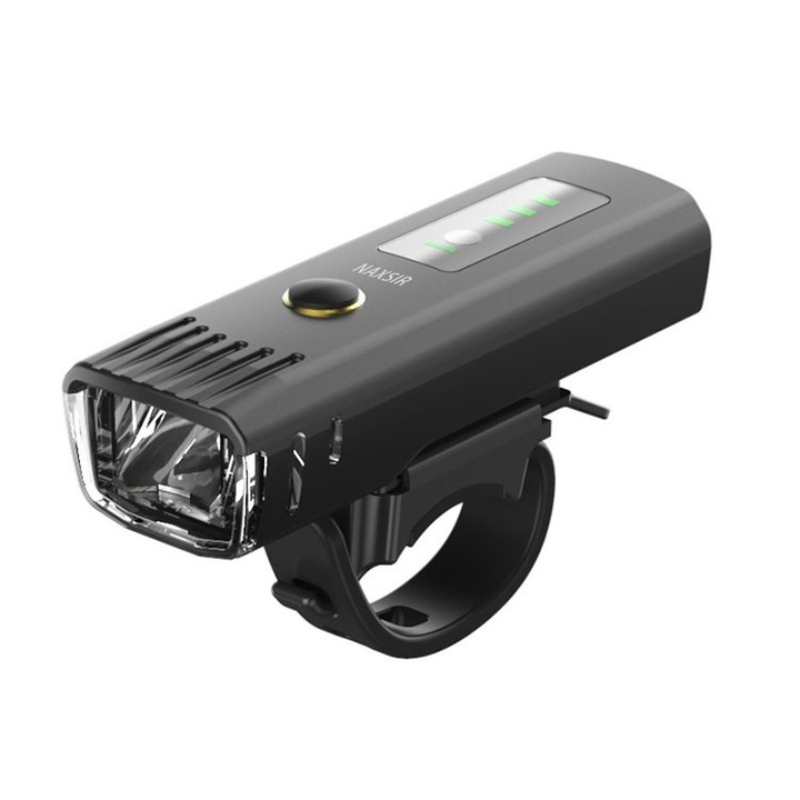 Lanterna LED bicicleta, NAXSIR, Iluminare automata cu inductie, Rezistenta apa, 250 Lumeni, 1500mAh, 4 moduri de iluminare, Reincarcabile USB, Negru