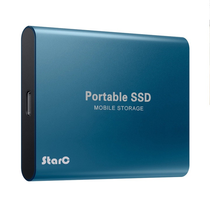 Хард диск, Външен, 2T до 500 MB/s, SC0530, съвместим с Windows PC, десктоп, лаптопи и камери, син