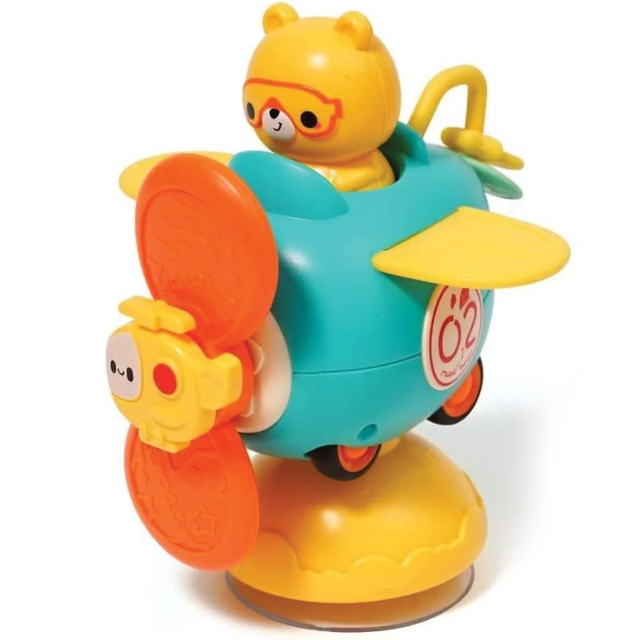 Jucarie Avion, pentru dentitie, zornaitoare cu ventuza si spinner, 6 luni+, SARALMA®