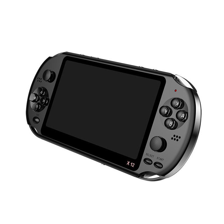 Мини ултра преносима конзола за игри, Hggzeg, Памет 8 GB, Детска игра, 5,1-инчов дисплей, 2000+ предварително инсталирани игри, TV-OUT видео изход, 5,1-инчов HD голям екран, Показване на изображения, Ebook, 1800mAh, 18x10x5 cm, Черен