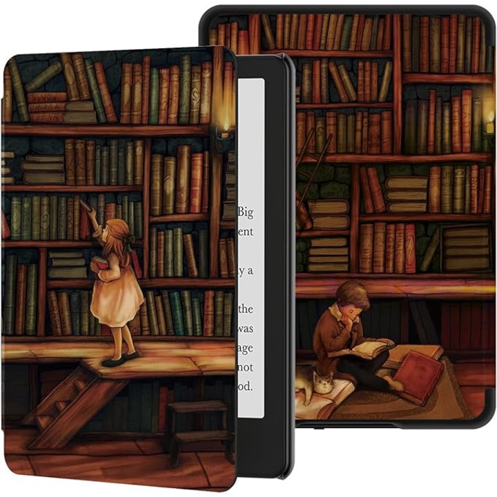Husa pentru Kindle Paperwhite 5 2021 6.8 inch ultra-light, girl bookstore