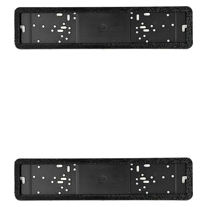 Set suport placute numar inmatriculare auto cu strassuri - 2 bucati (fata+spate), negru