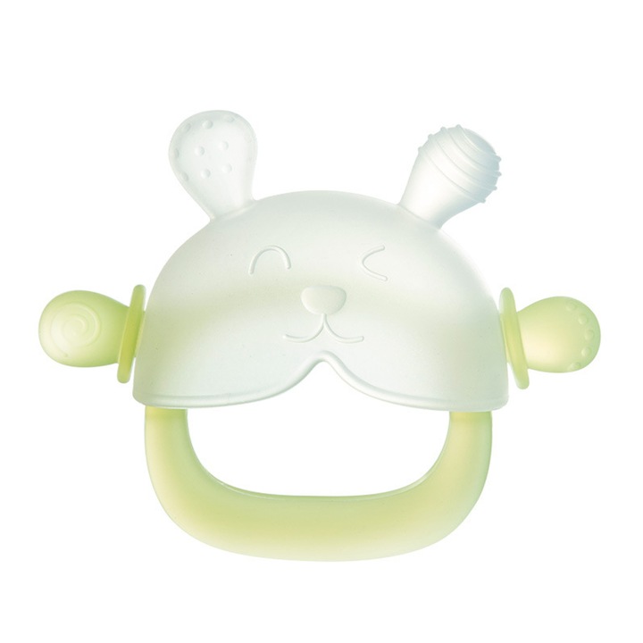 Ръкавица за зъби Bear Glove, хранителен силикон, без BPA, 0-12 месеца, зелена