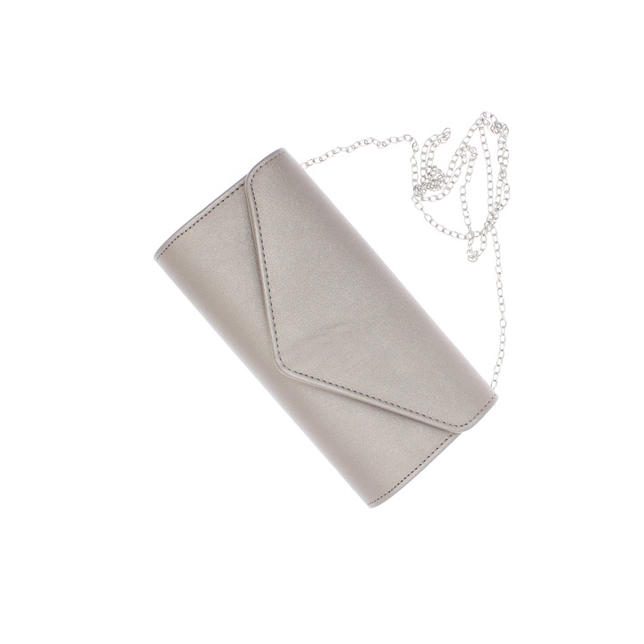 Чанта, дамска, от синтетичен материал, ButicCochet, 22x11x5 см, тъмносребриста - GND686