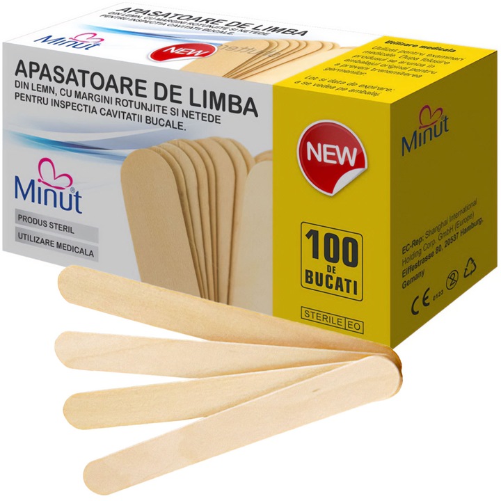 Set 500 bucati Spatule lemn sterile Abeslang - apasatoare limba 150x18x1.6mm