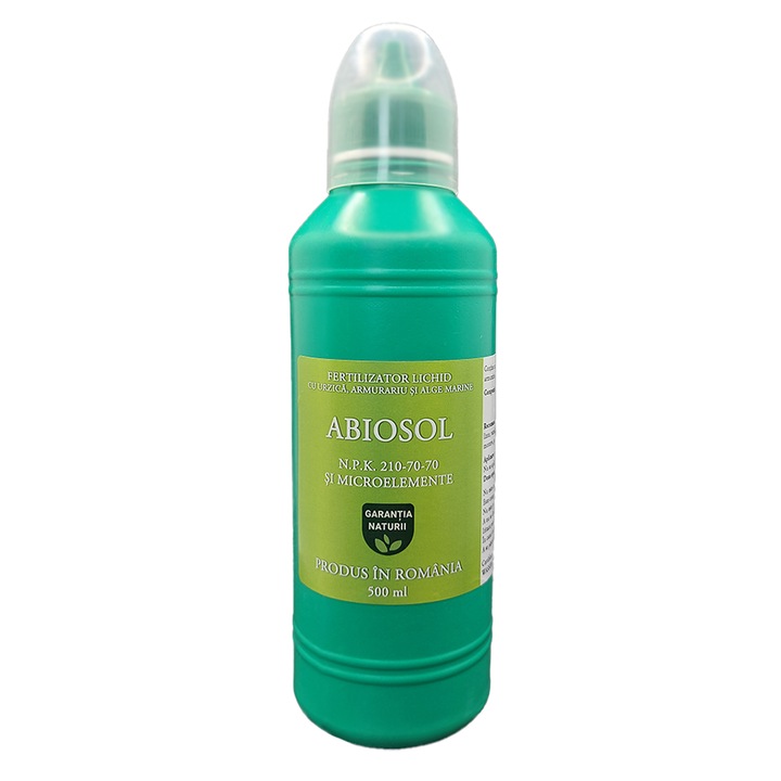 Ingrasamant Concentrat Lichid, Abiosol, cu Extracte Naturale de Urzica, Alge Marine si Armurariu, 500 ml