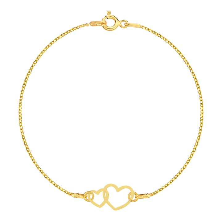 Bratara Aur 375 - 9K cu charm double heart-inima dubla - 18-19cm