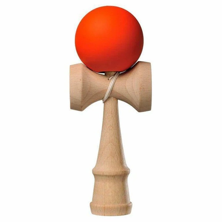 Kendama din lemn, bila rosie