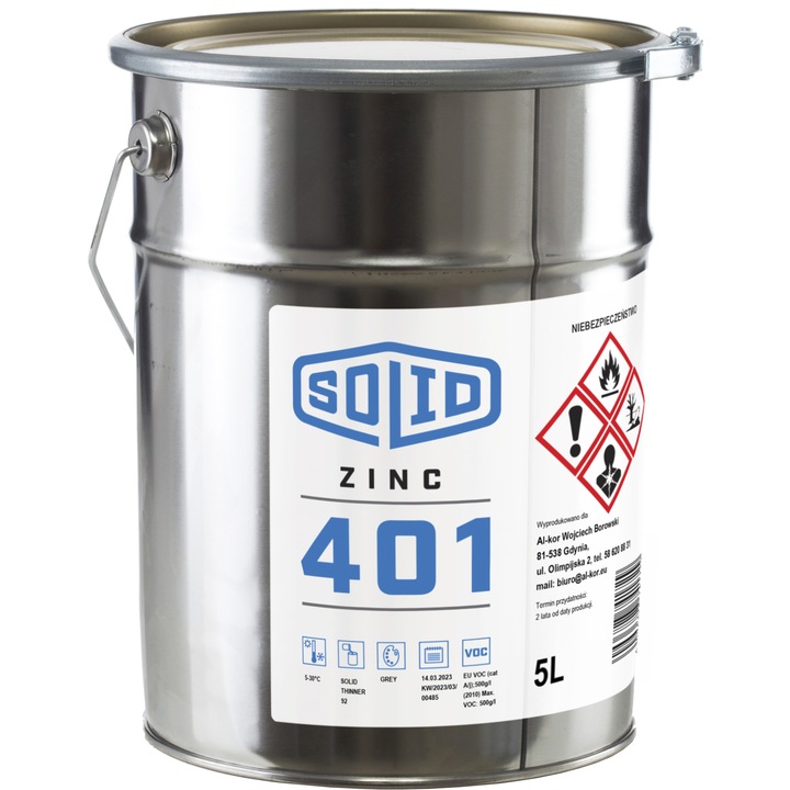 Vopsea, solida, galvanizata la rece, gri, 5L