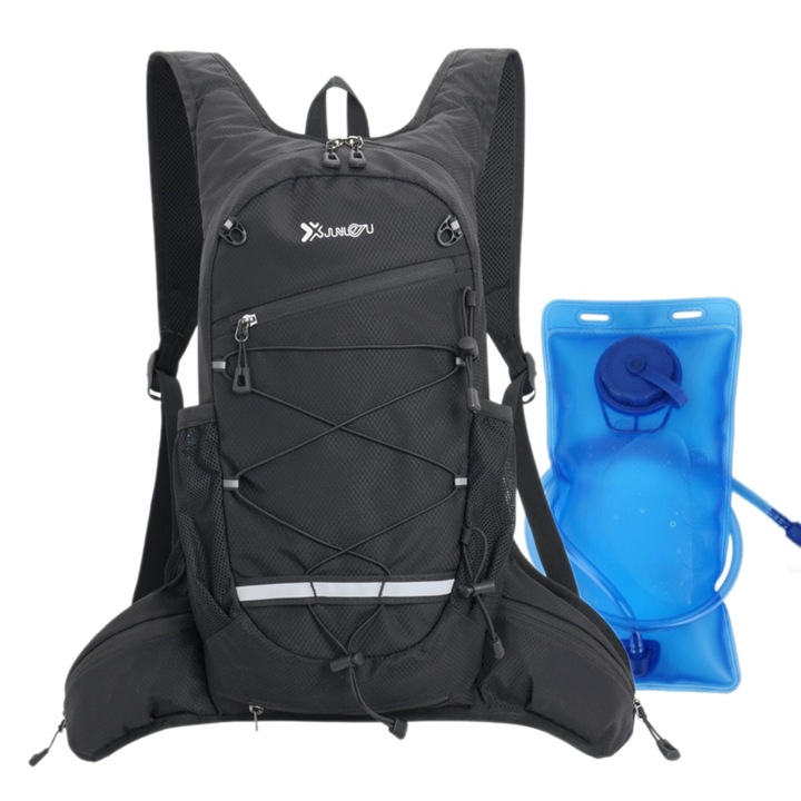 Раница за хидратация, водоустойчива, TopGearWorld®, с 2L резервоар за вода, черна, ‎46 x 9 x 20 cm