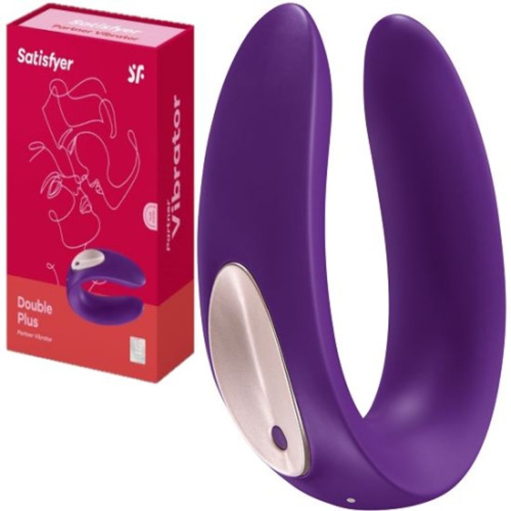 Vibrator Satisfyer, Double Plus, silicon, 9x3.5cm, mov