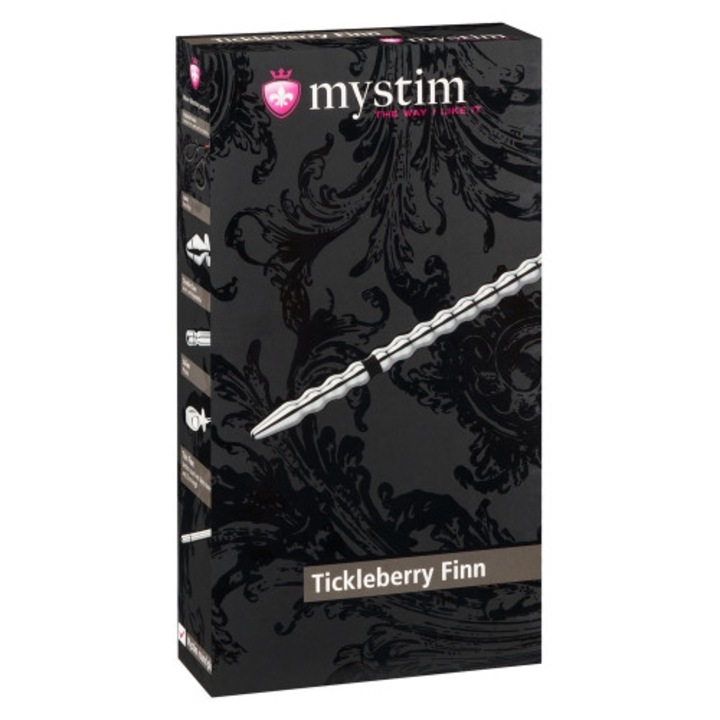 Dilatator uretral e-stim Mystim Tickleberry Finn, aluminiu medical, culoare metalica, 19.6x0.8cm