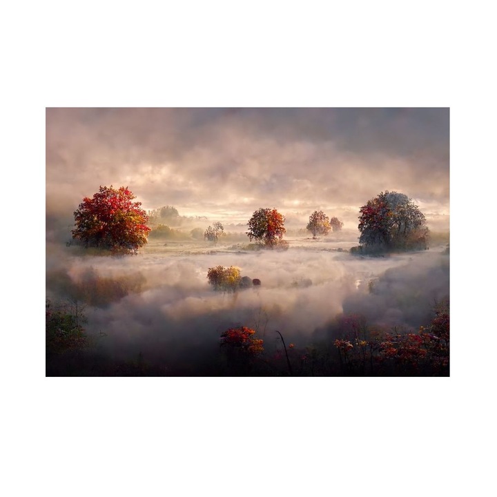 Tablou Peisaj, Dimineata Cetoasa, MDF, 90x60 cm