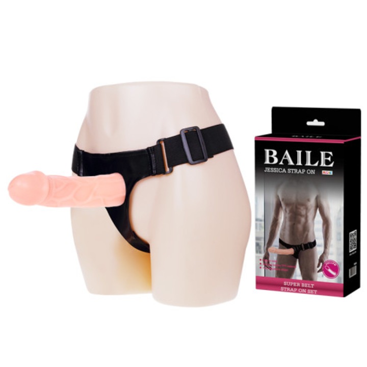 Strap on unisex cu dildo realist Baile, ajustabil, 15.5x4cm